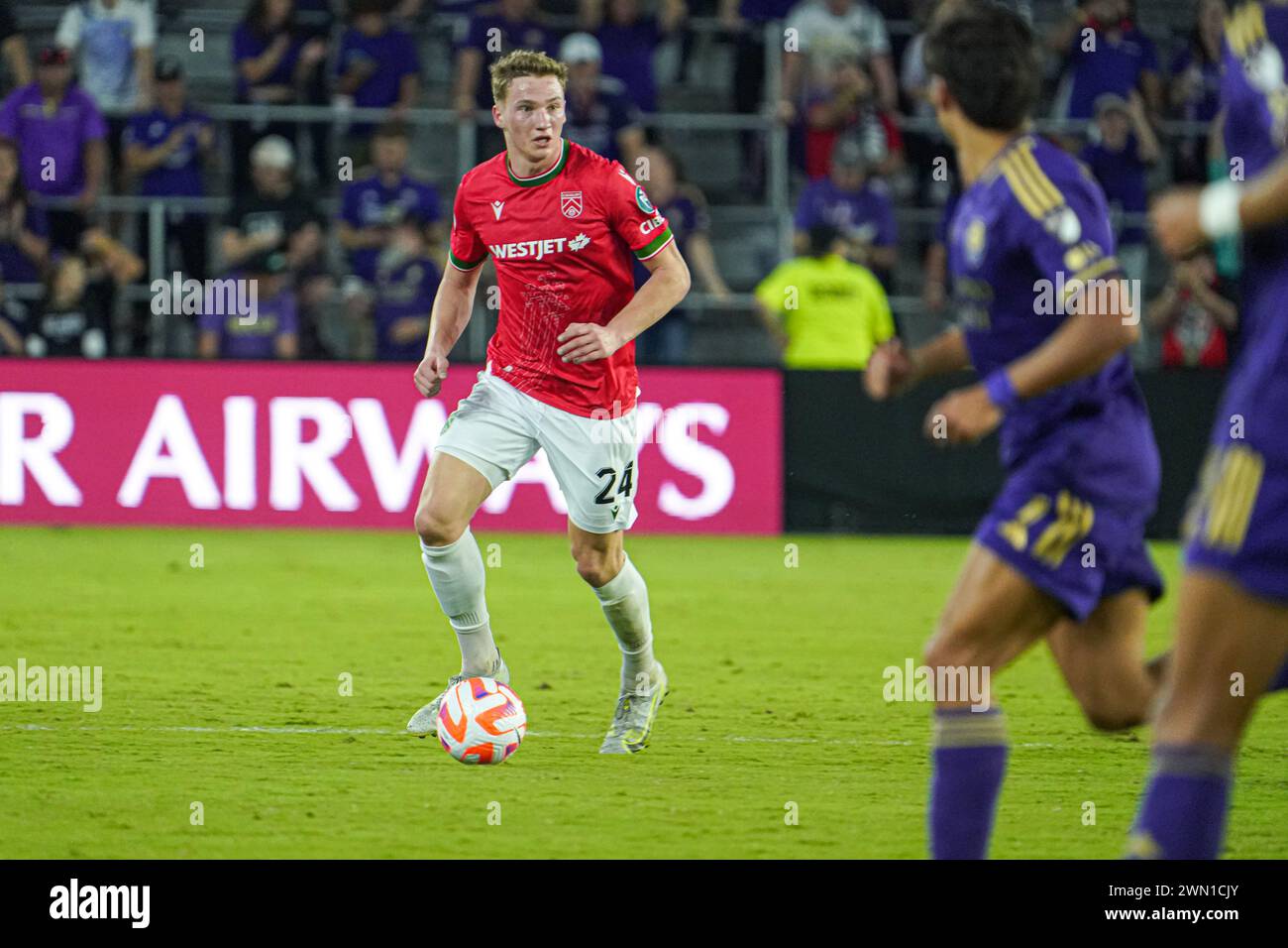 Orlando, Florida, USA, Calvary FC, Calvary FC midfielder Eryk Kobza #24 at Inter&Co Stadium in the CONCACAF Champions Cup Match. (Photo Credit: Marty Jean-Louis/Alamy Live News Stock Photo
