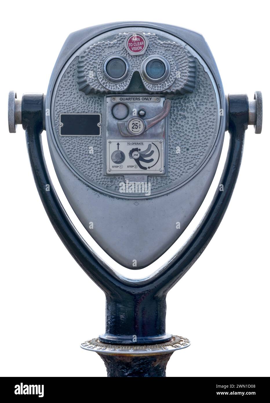 A Retro Coin Operated Tower Viewer (Telescope, Binoculars Or Scenic Viewer), Isolated On A White Background Stock Photo