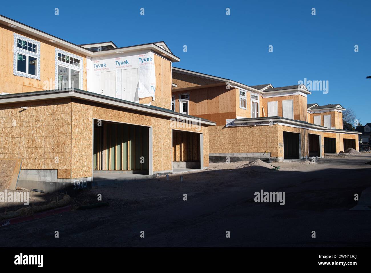 Duplexes and townhomes under construction in the Rockrimmon area of