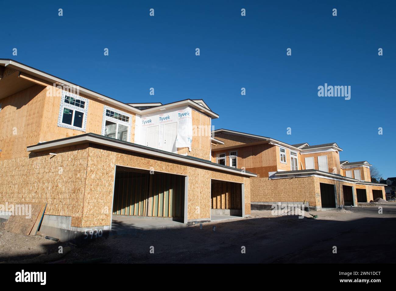 Duplexes and townhomes under construction in the Rockrimmon area of