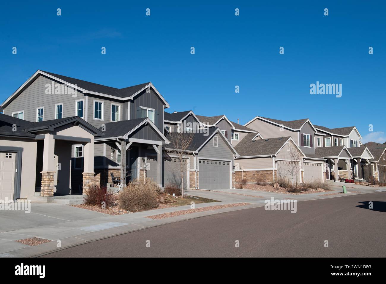 New duplex and townhomes in a development in the Rockrimmon area of