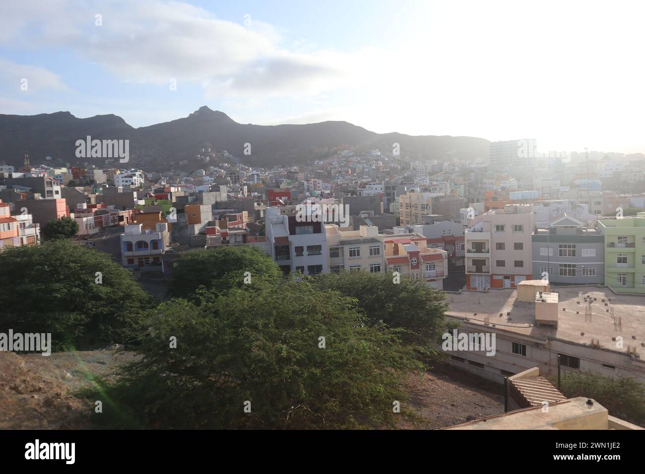 Mindelo city view and island Sao Vicente Cape Verde Stock Photo