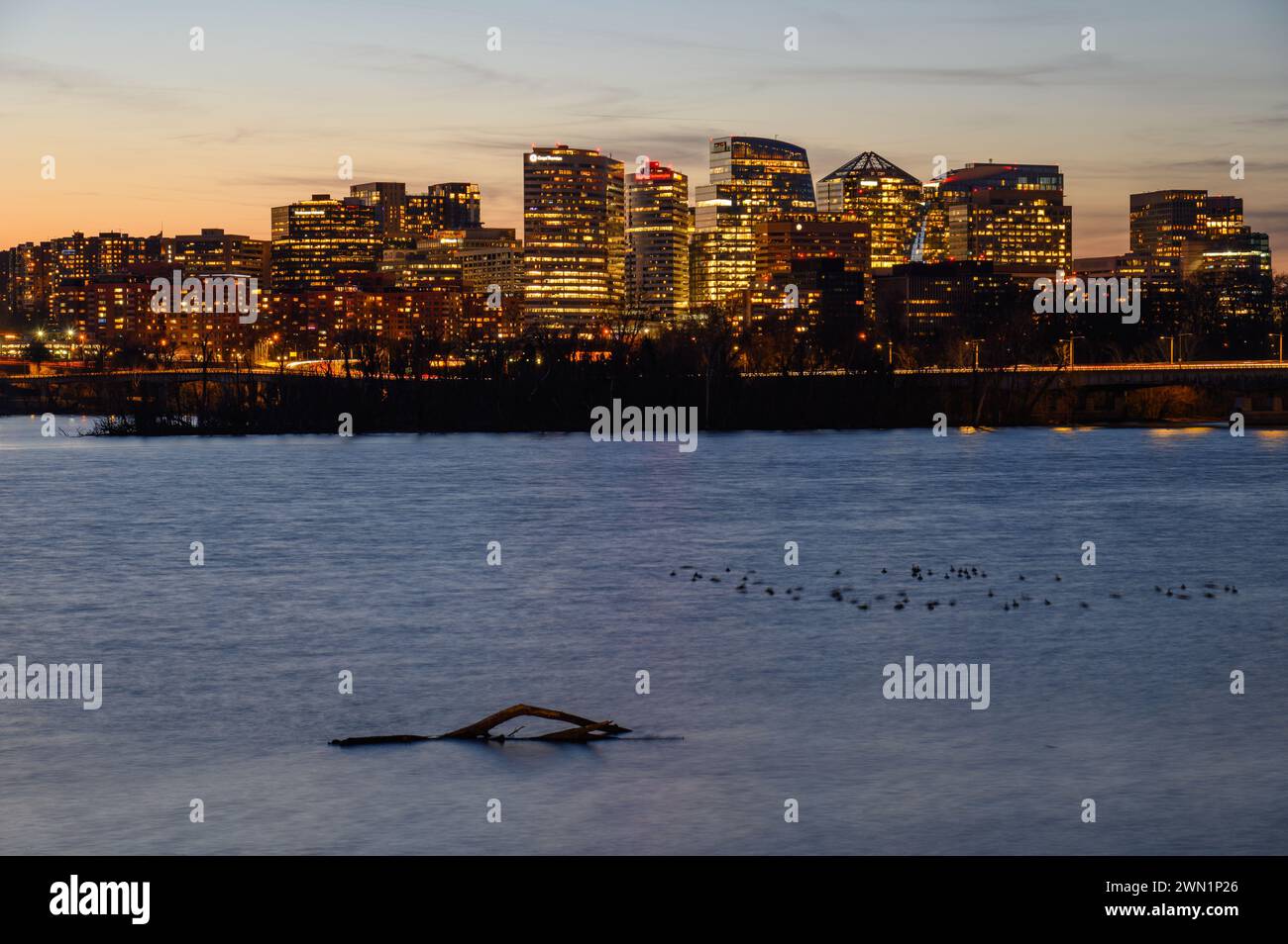 The Arlington Skyline at Dusk Stock Photo