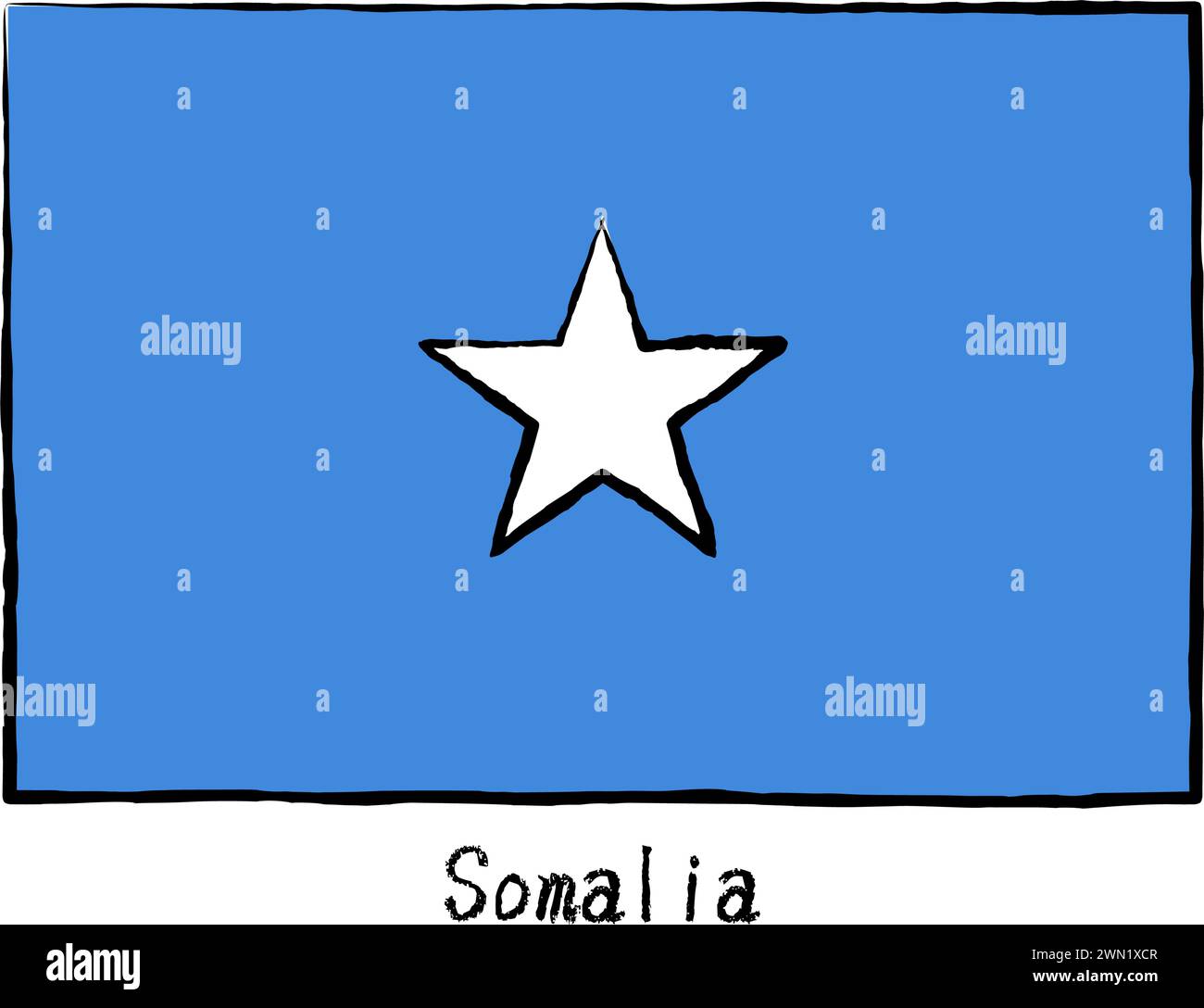 Analog hand-drawn world flag, Somalia, Vector Illustration Stock Vector