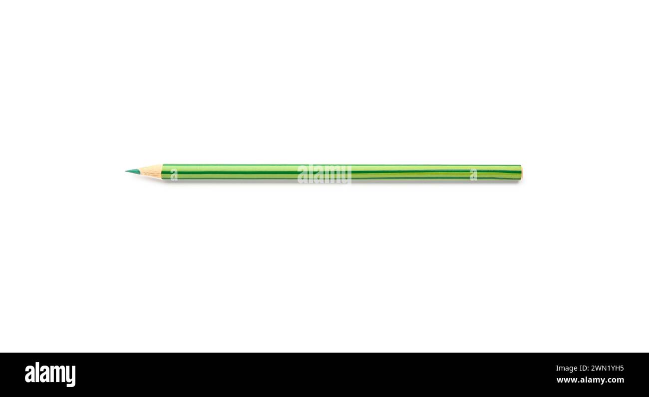 Green pencil on white background Stock Photo - Alamy