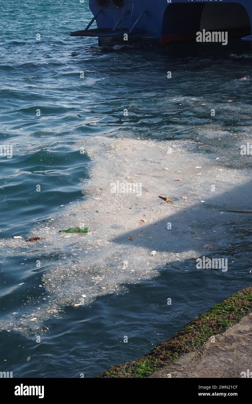 water pollution with garbage on water Stock Photo - Alamy