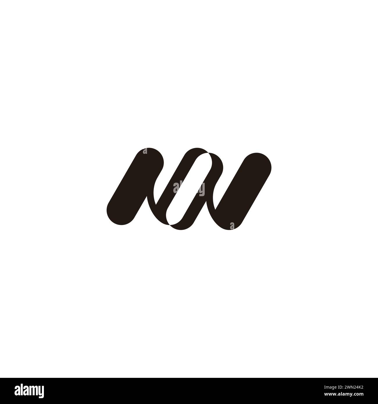 letter nw linked simple geometric curves logo vector Stock Vector