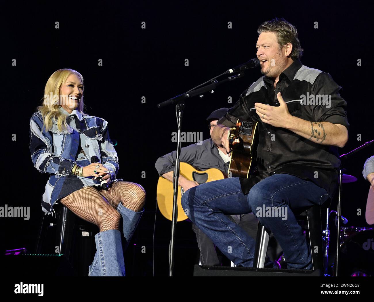 Nashville, USA. 28th Feb, 2024. Gwen Stefani and Blake Shelton onstage ...