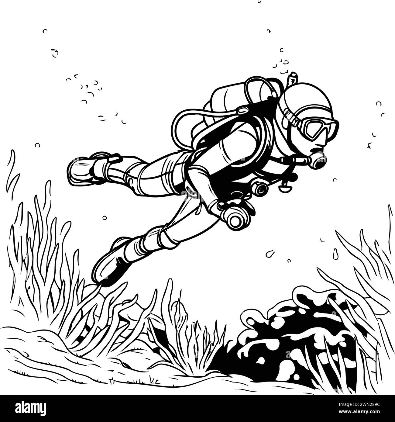 Scuba diving sketch hi-res stock photography and images - Alamy