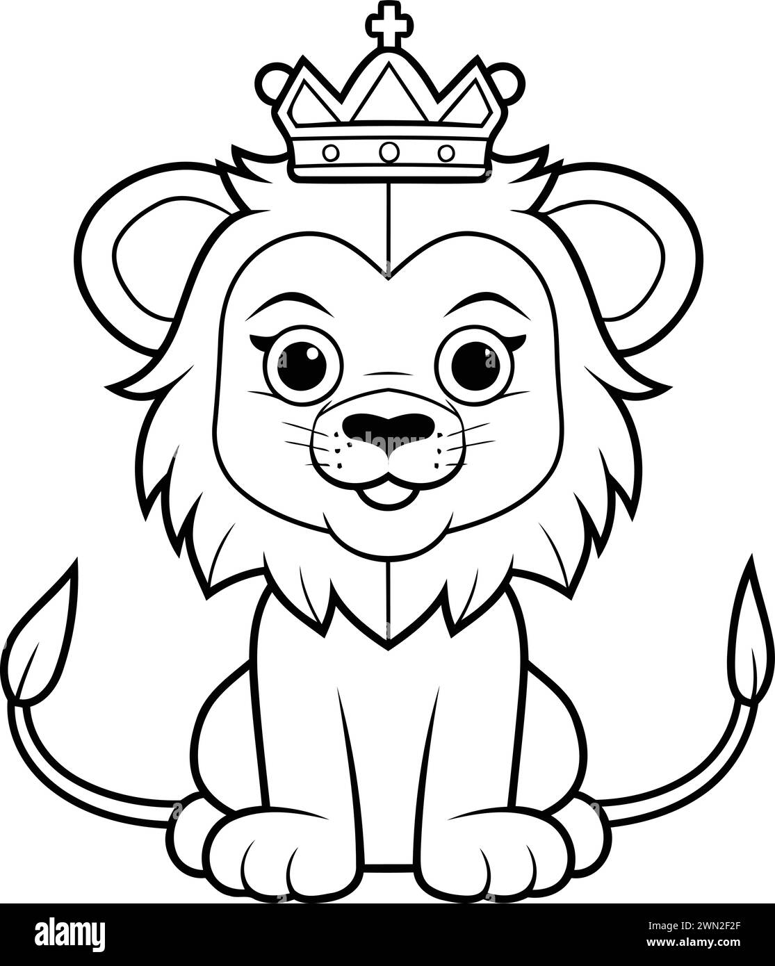 Lion King Mascot Icon. Cartoon Illustration of Lion King Mascot for