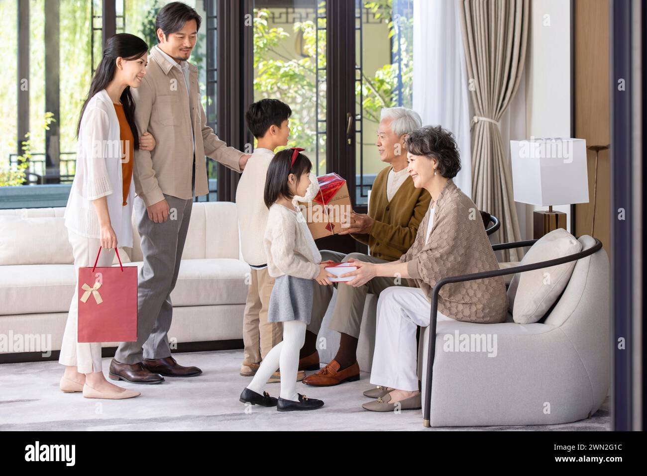 Visiting Family on Chinese New Year Stock Photo