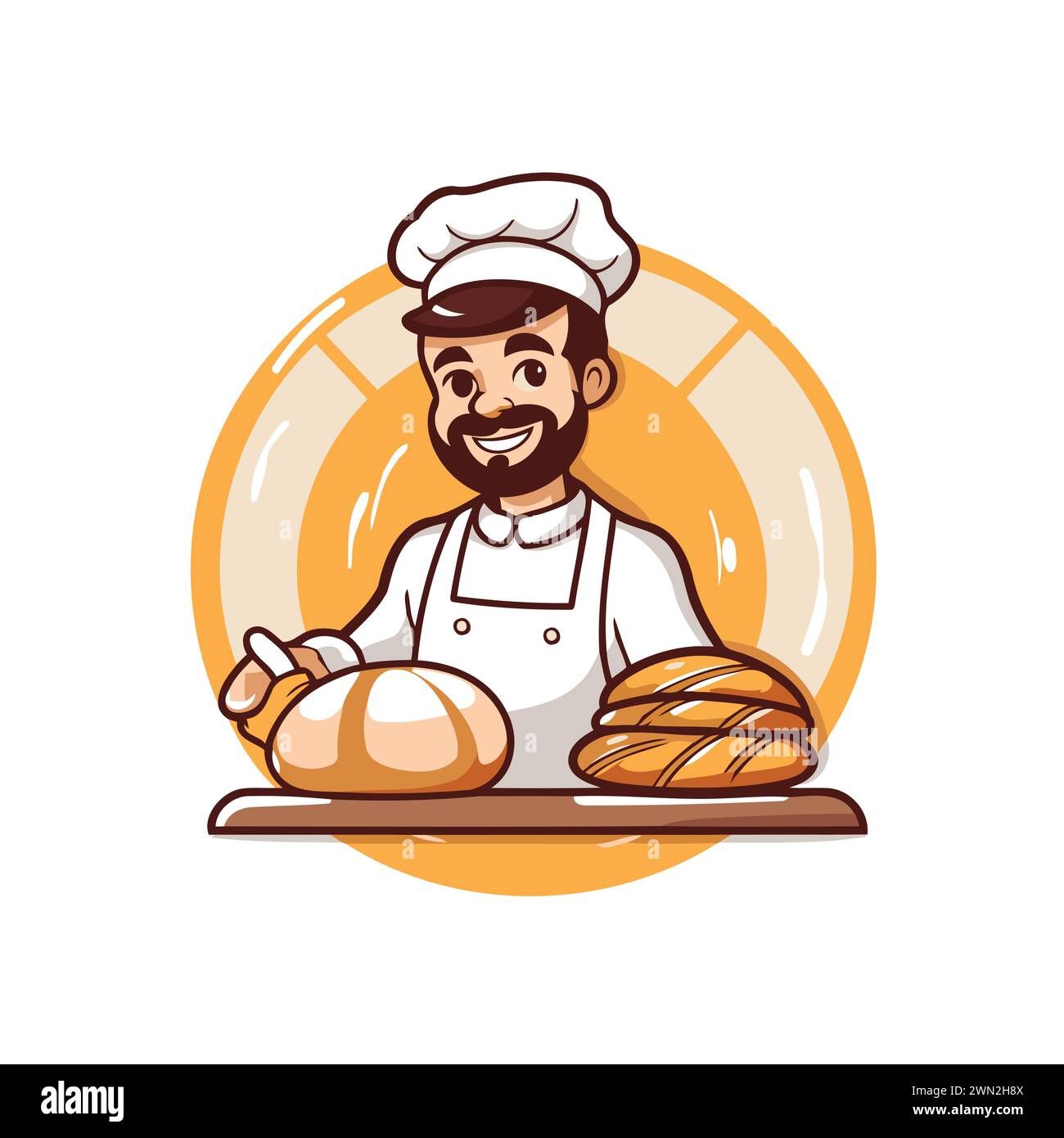 Chef with bread and croissant cartoon vector illustration graphic design Stock Vector