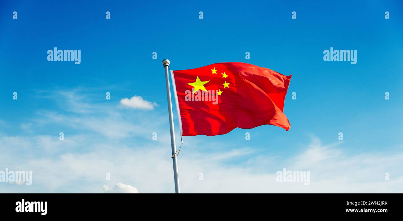 China flag on pole sky hi-res stock photography and images - Alamy