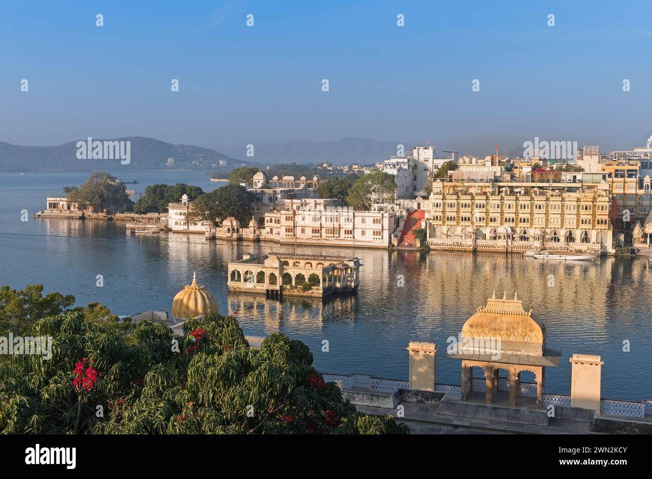 View to Lake Pichola Udaipur Rajasthan India Stock Photo