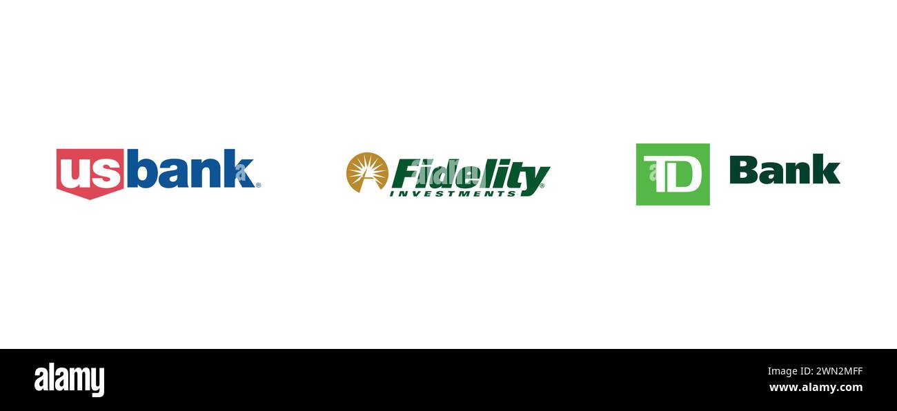 US Bank, Fidelity, TD Bank. vector illustration isolated on white