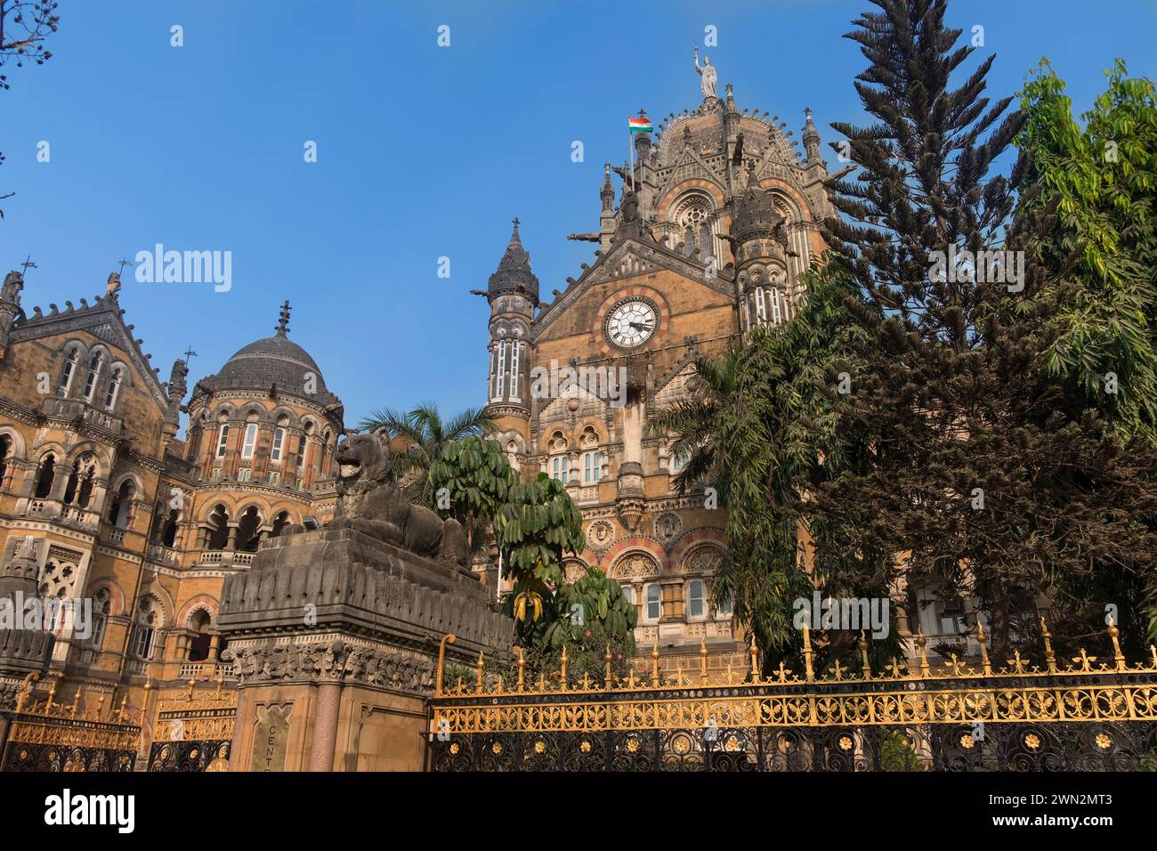 Chhatrapati Shivaji Terminus railway station Victoria Terminus Mumbai Bombay Maharashtra India Stock Photo