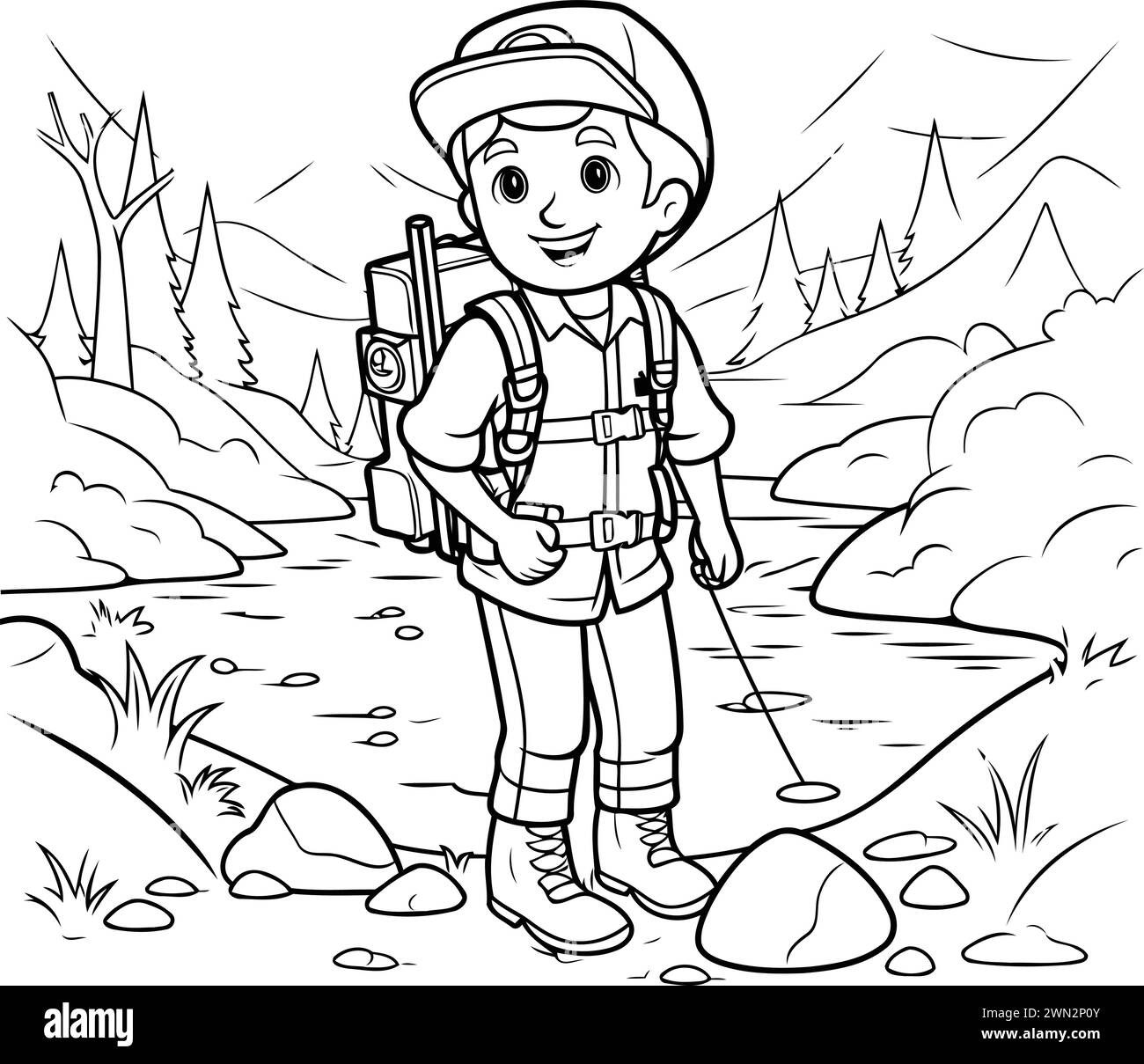 Boy hiker Black and White Stock Photos & Images - Alamy