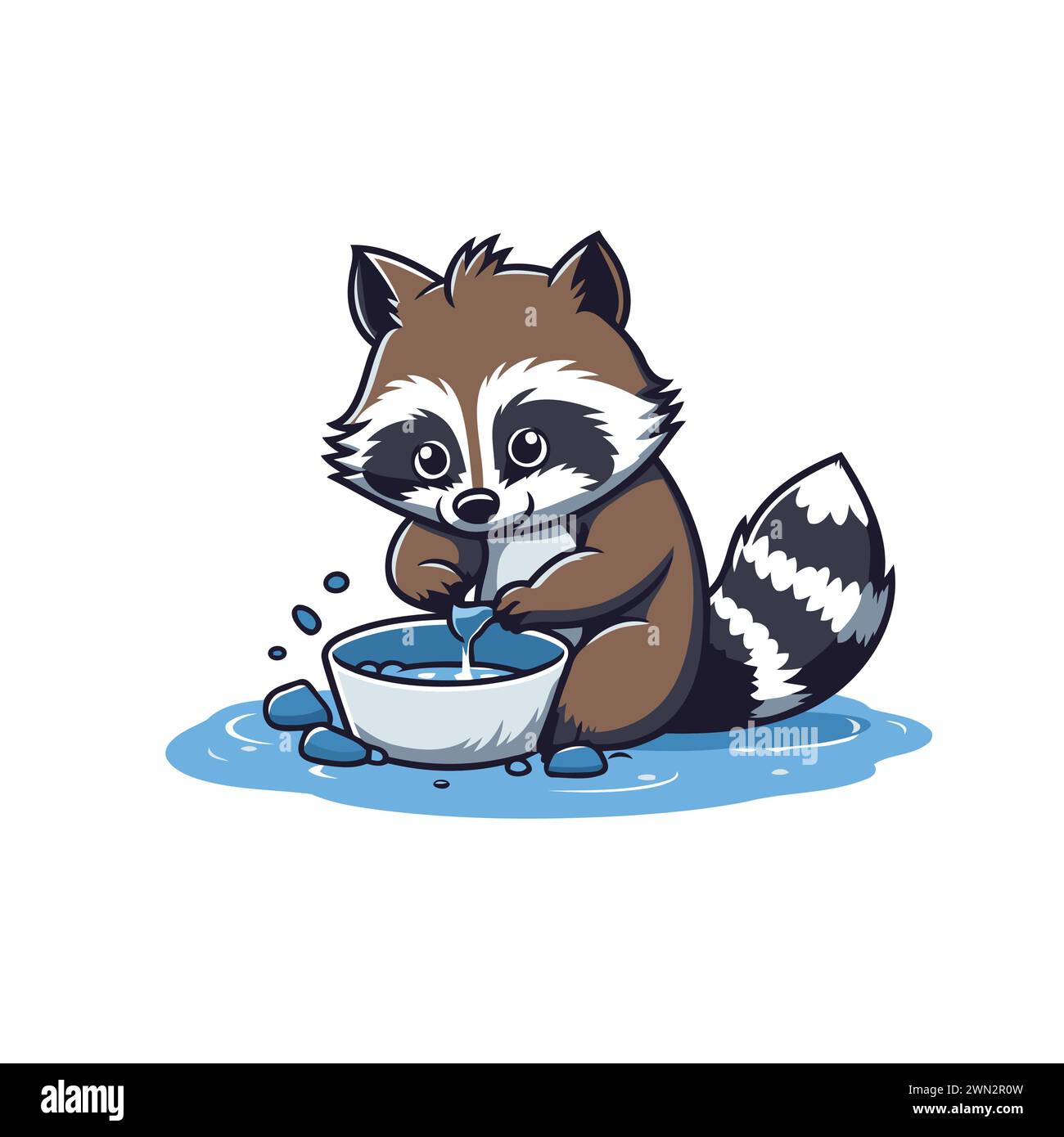 Drinking Racoon Line Drawing Raccoon water Stock Vector Images - Alamy