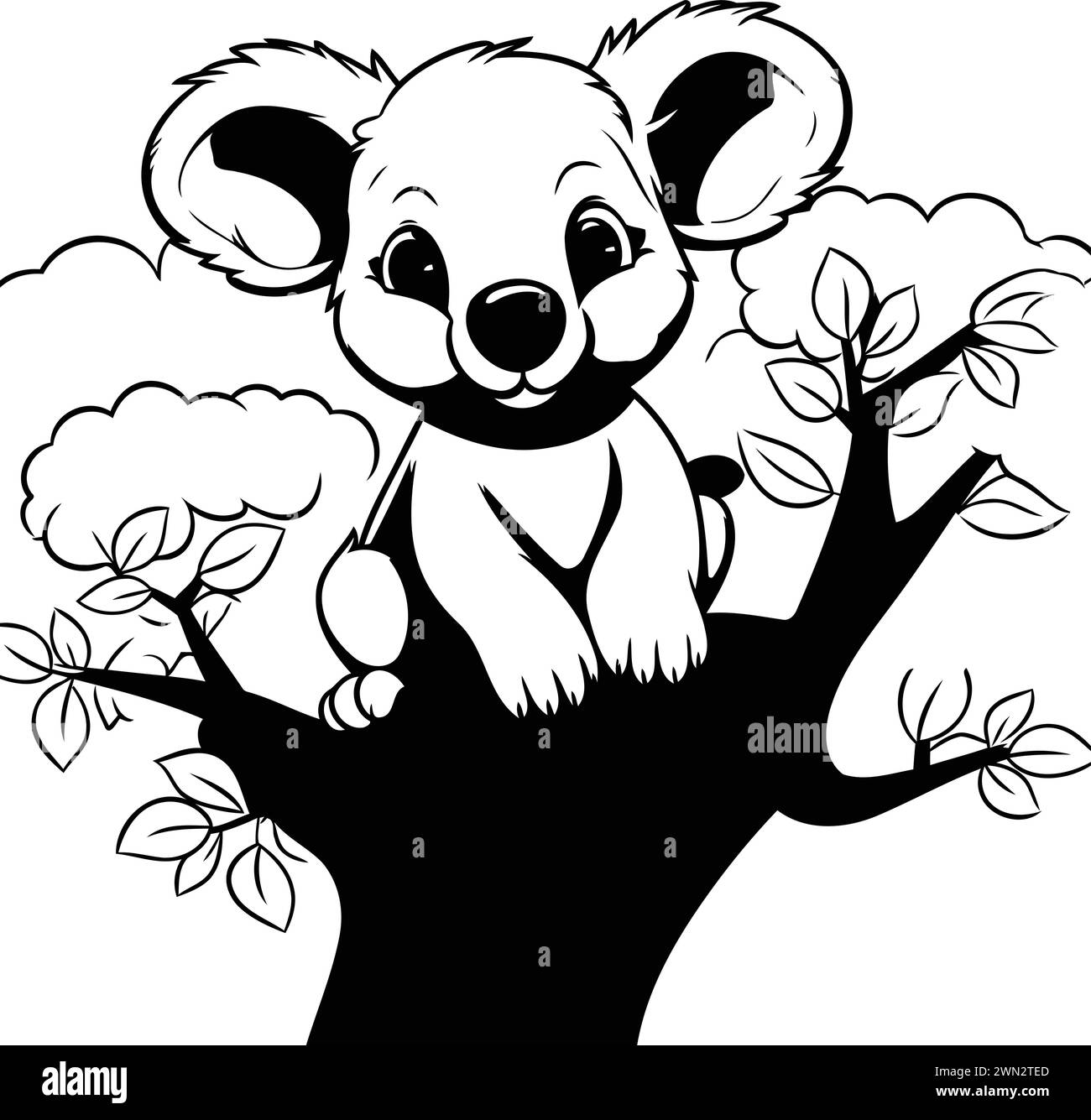 Koala on tree hand drawn sketch Vector illustration, Wild animals