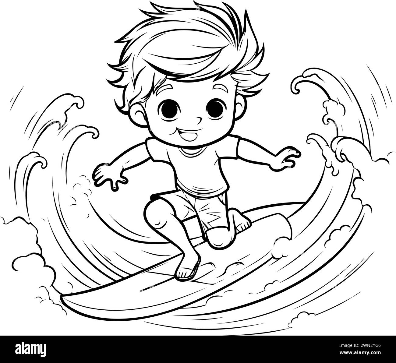 Surfing illustration book Black and White Stock Photos & Images - Alamy