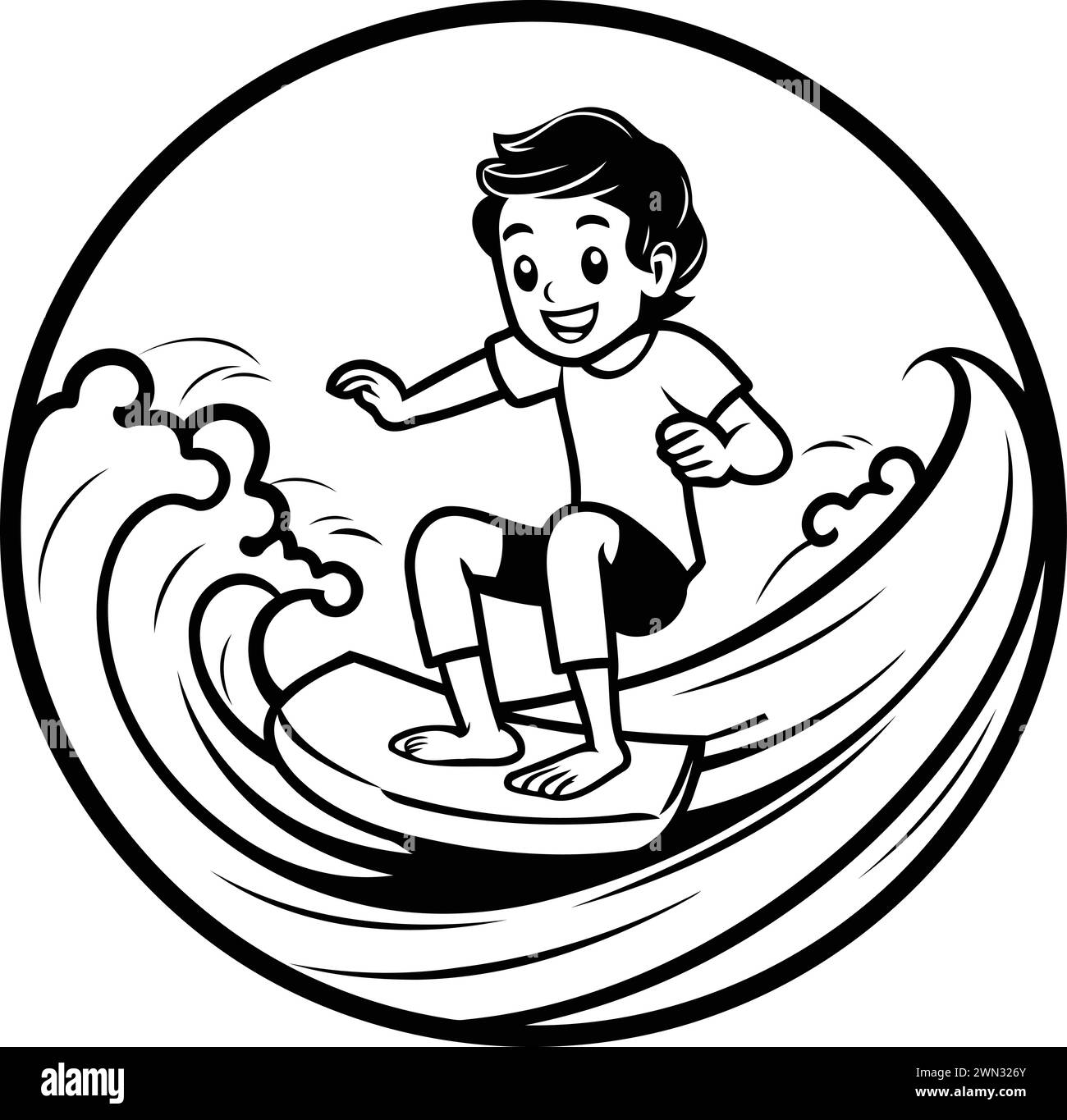 Surfing illustration book Black and White Stock Photos & Images - Alamy