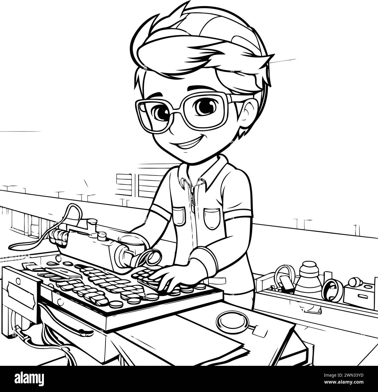 teenage-boy-playing-music-stock-vector-images-alamy