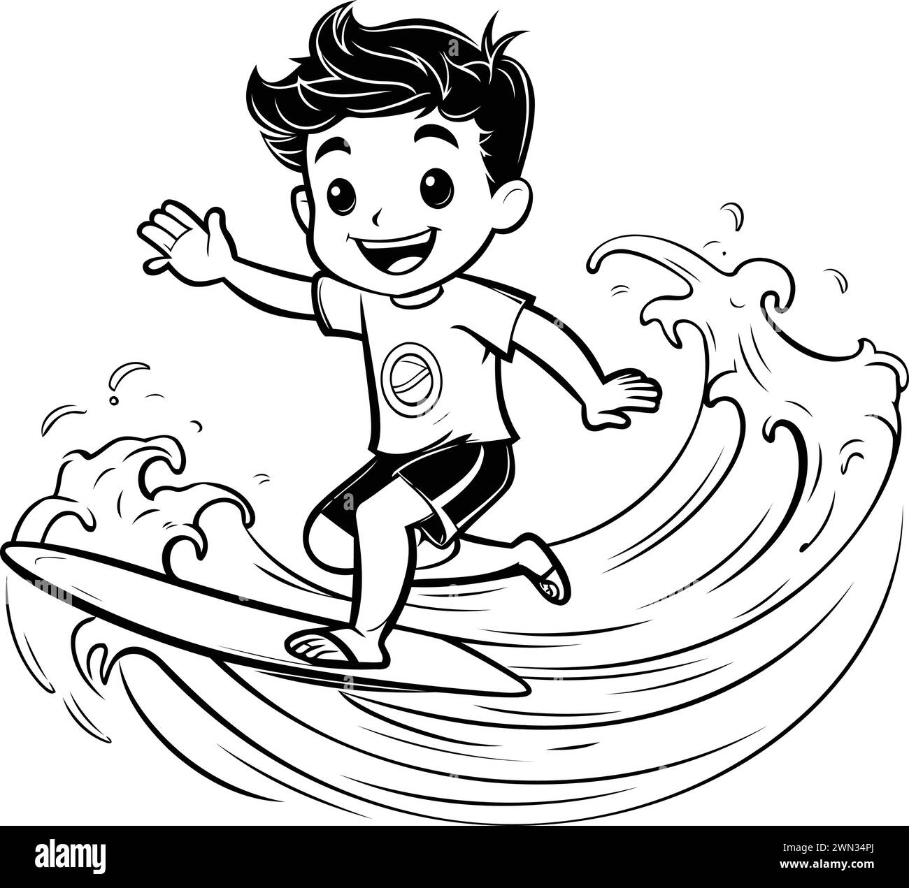 Surfing illustration book Black and White Stock Photos & Images - Alamy