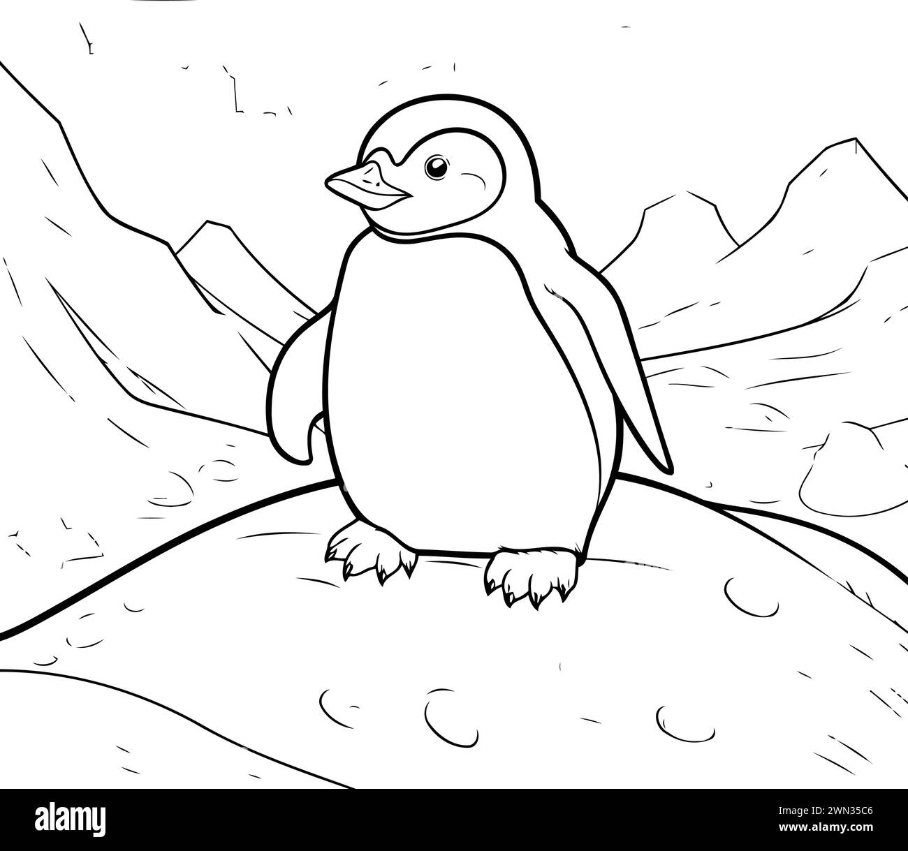 Coloring Page Outline Of penguin on the cliff. Vector illustration ...