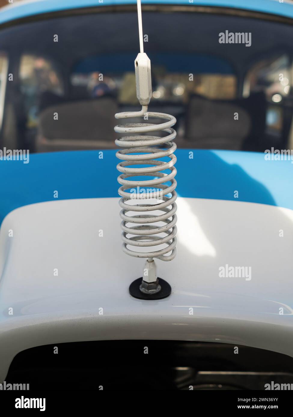 Antenna detail of a classic Volkswagen Beetle 'Baja Bug' at the Banbury Car & Bike Meet. Stock Photo