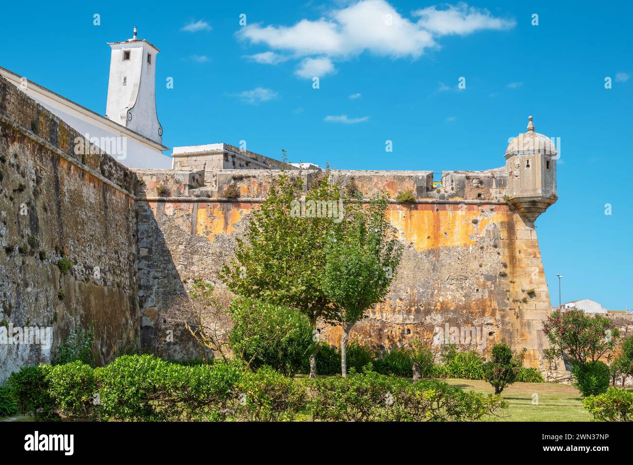 Defensive walls and bastions of medieval fortress in Peniche. Leiria, Portugal Stock Photo
