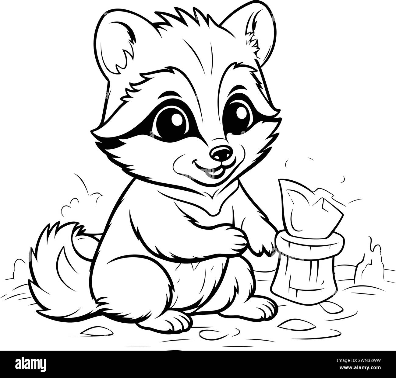 Cartoon raccoon Black and White Stock Photos & Images - Alamy