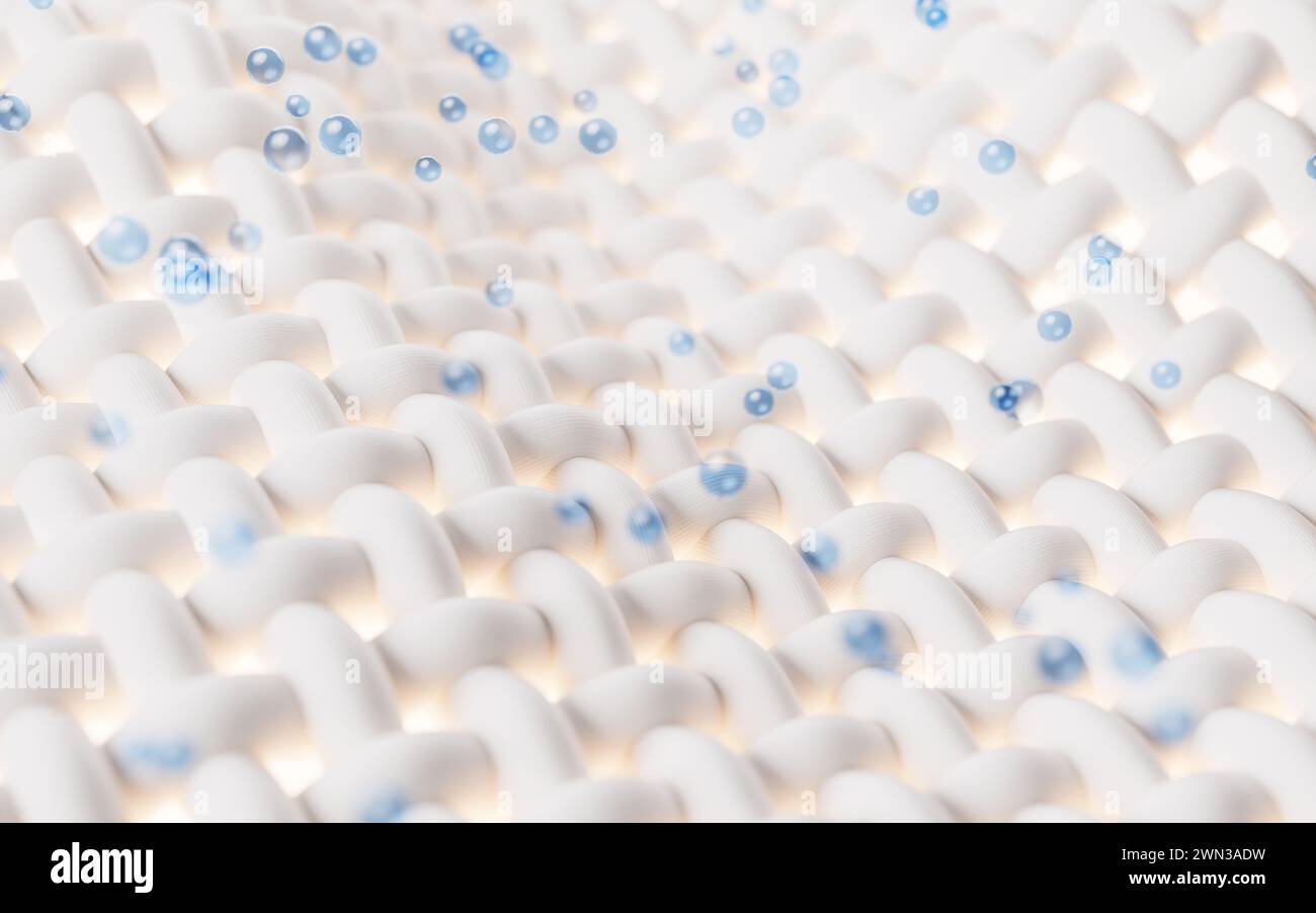 Wave cloth with microscopic detail and cleaning bubbles, 3d rendering ...