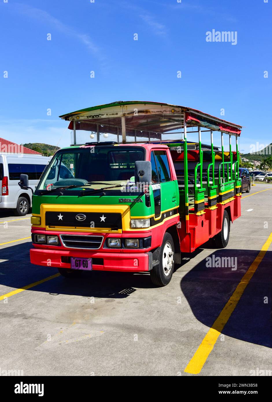 St Kitts Tour Bus, Island Hopper Stock Photo