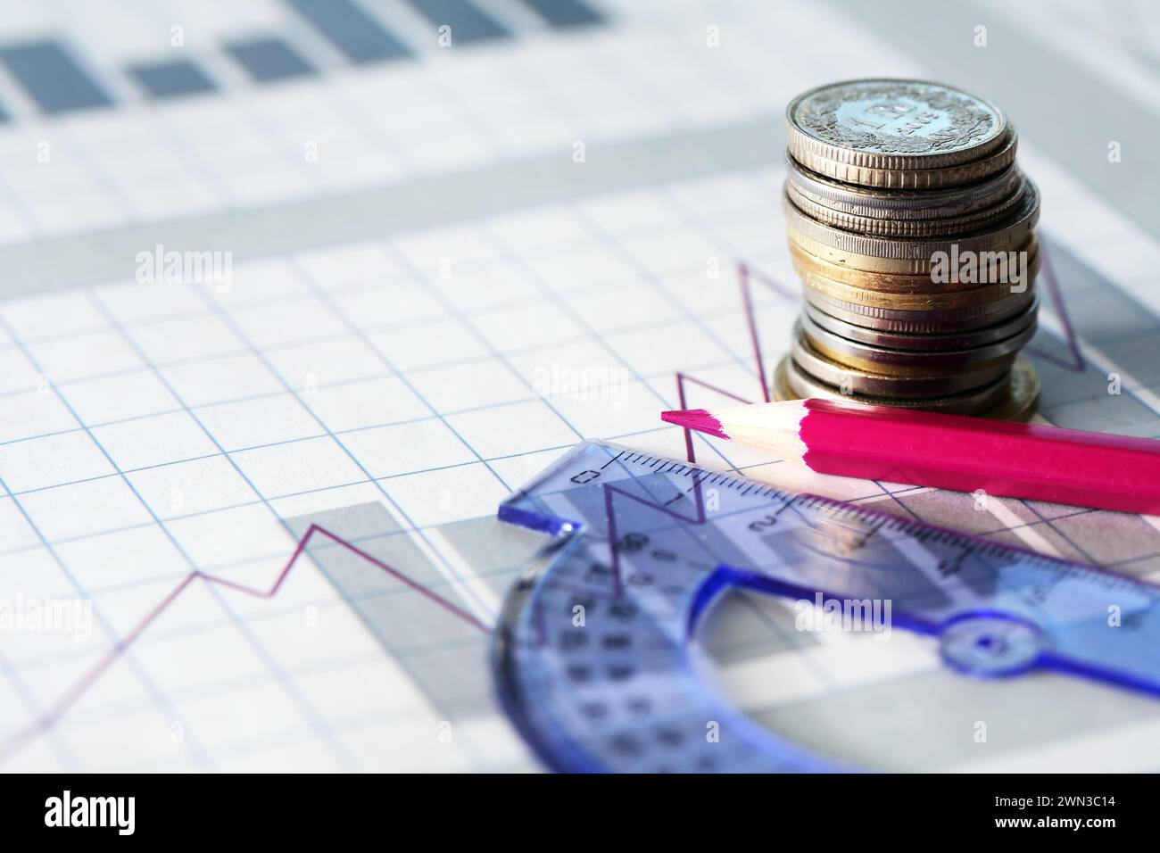 Money Ruler Ruler and coins hi-res stock photography and images - Alamy