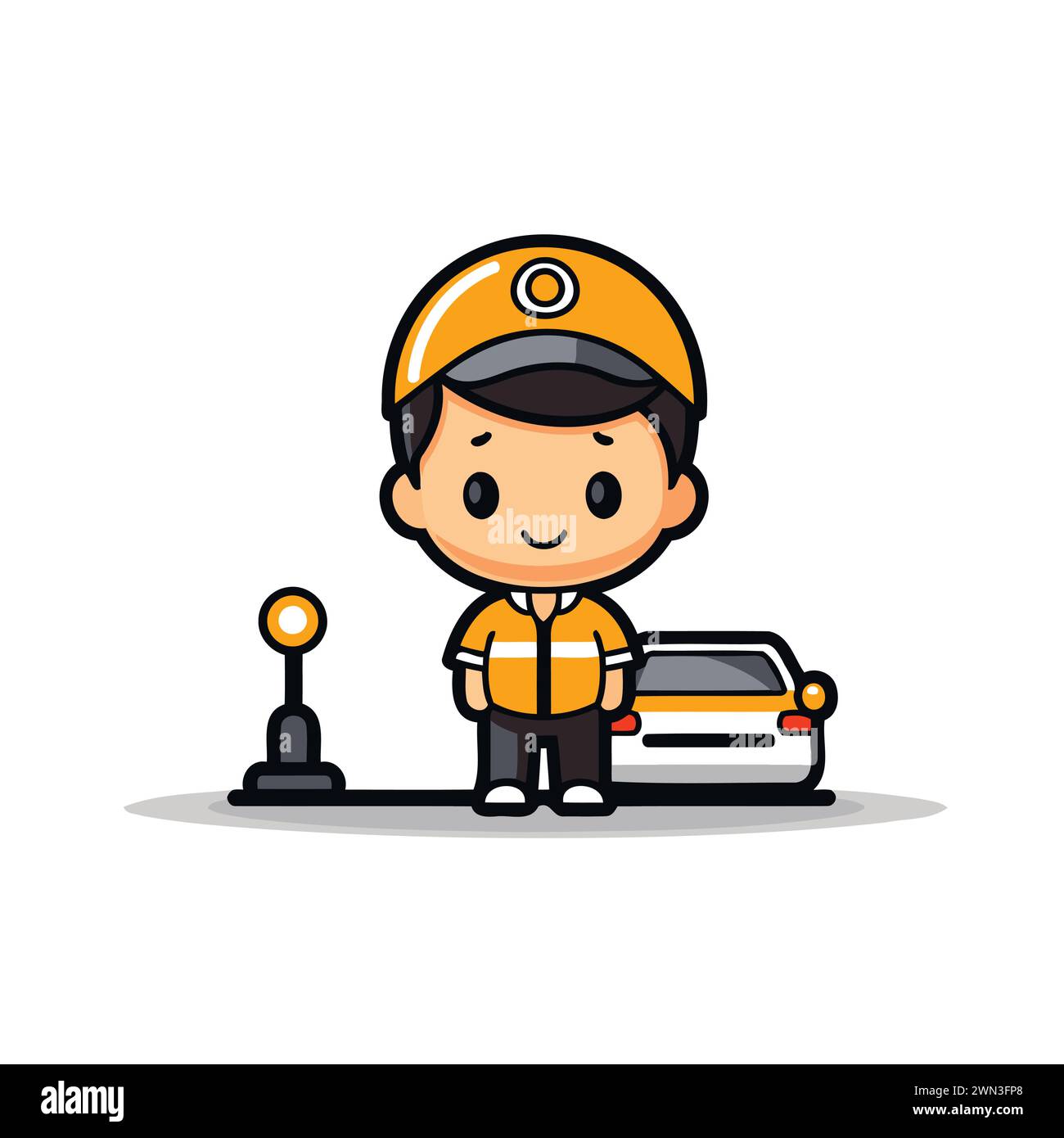 Car service - Auto mechanic cartoon character vector illustration on white background. Stock Vector