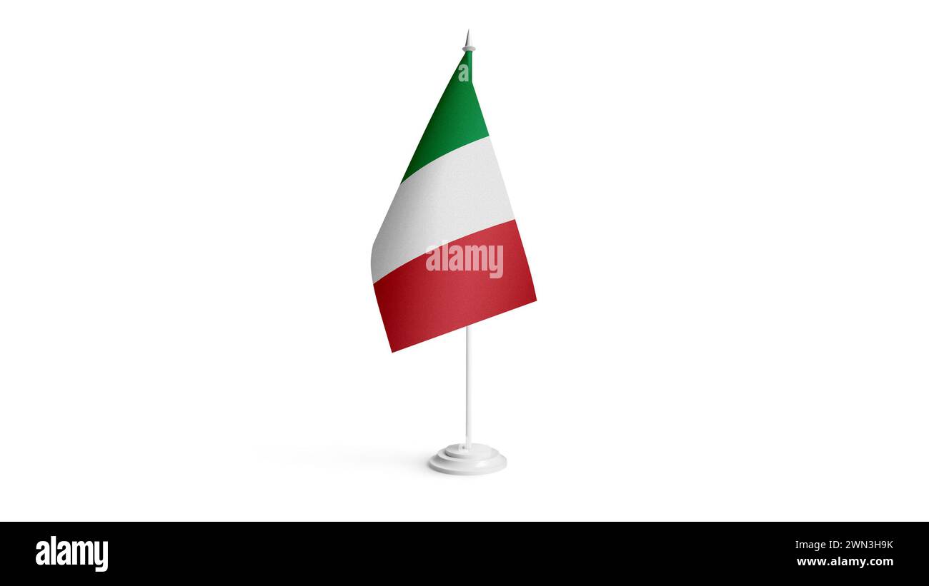 Italy flag of stick isolated on white background. Italian flag illustration. Travel print Stock Photo