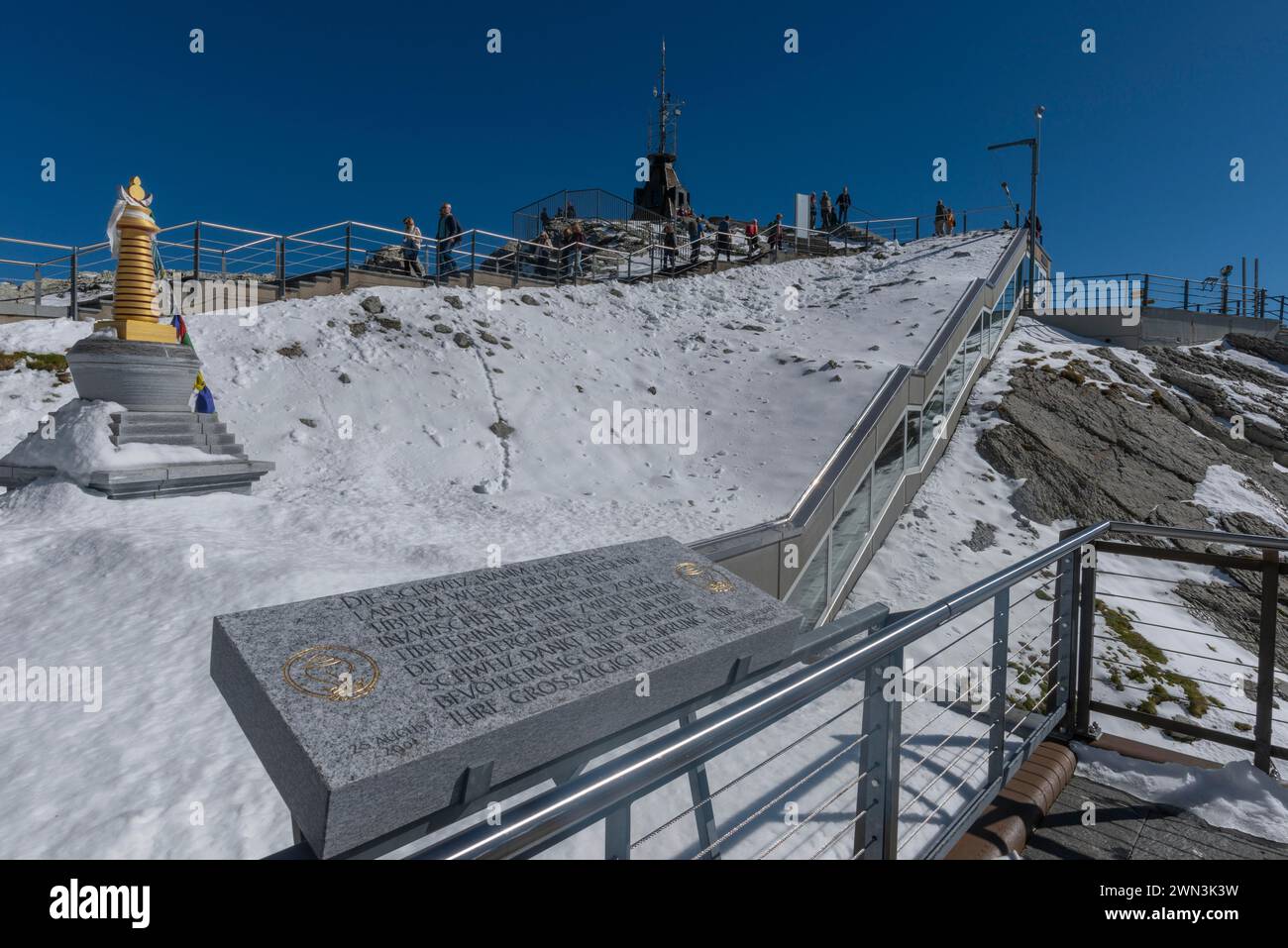 Memory of Tibetans in Switzerland, Alpine peak Saentis, Appenzell Alps ...