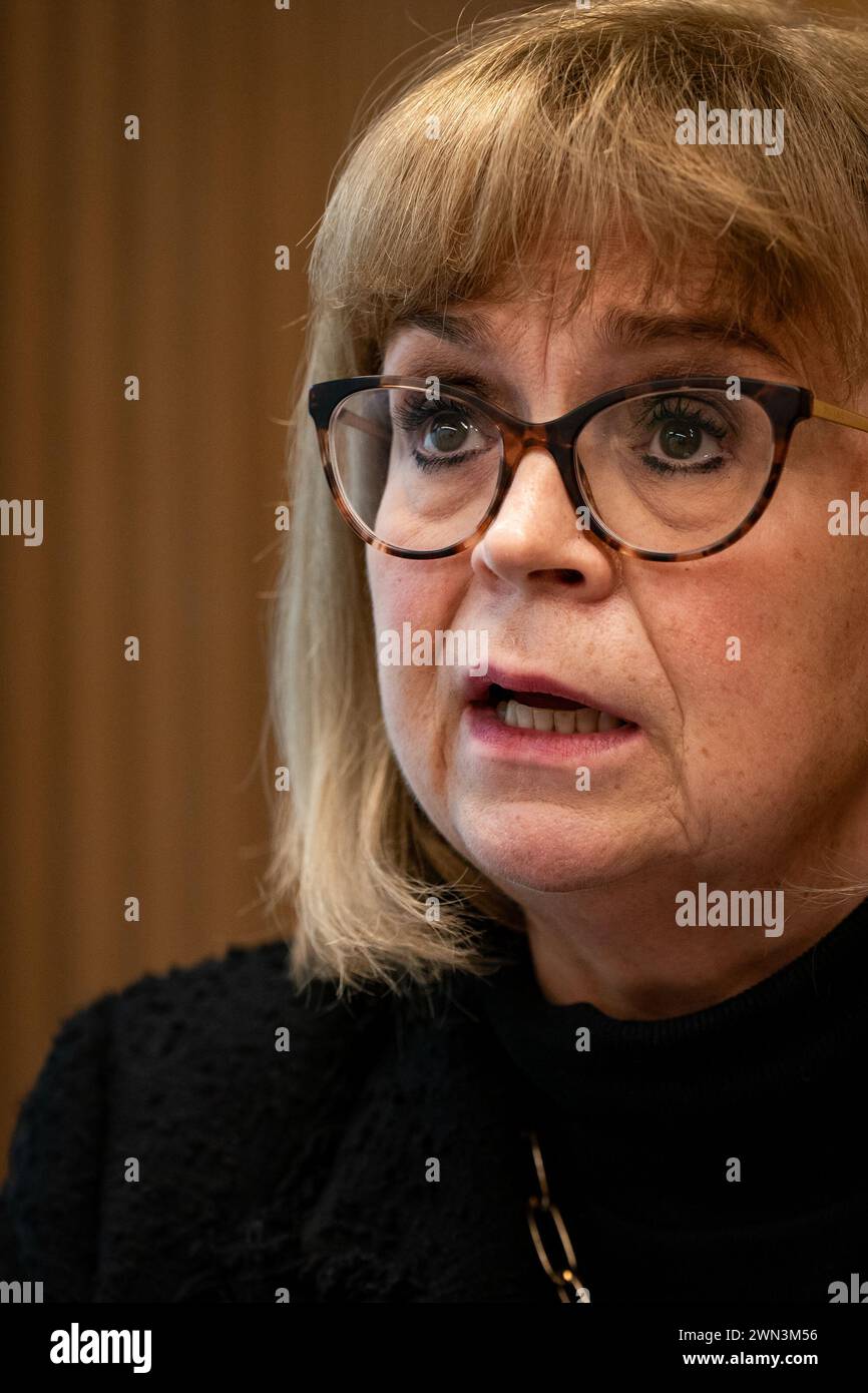 Inquiry chairwoman Lady Elish Angiolini after making a statement after the first report from the Angiolini Inquiry into Sarah Everard killer Wayne Couzens is published, at the Ashworth Centre in London. Picture date: Thursday February 29, 2024. Stock Photo