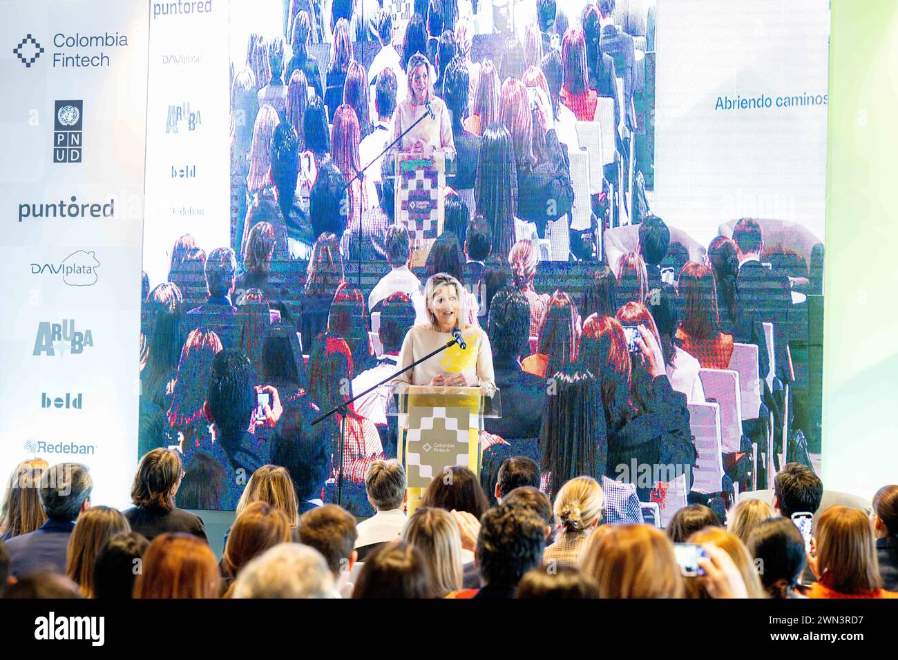 BOGOTA, Colombia, 28-02-2024,    Queen Maxima during a visit to the Republic of Colombia as Special Advocate of the United Nations Secretary General for Inclusive Finance for Development (UNSGSA).    Credit: NLBeeld/Patrick van Emst Credit: Bruno Press/Alamy Live News Stock Photo