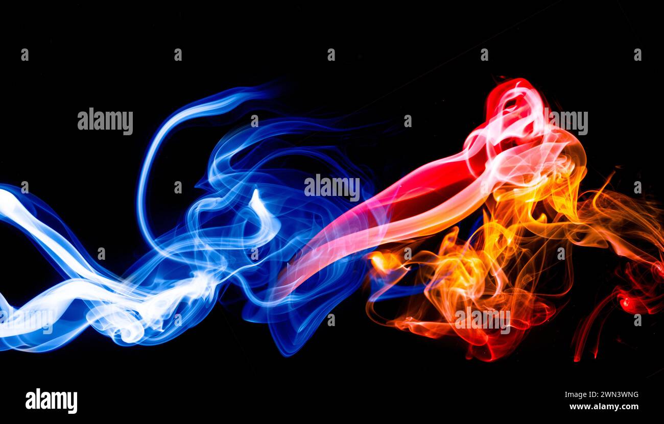 colored smoke isolated on black background Stock Photo
