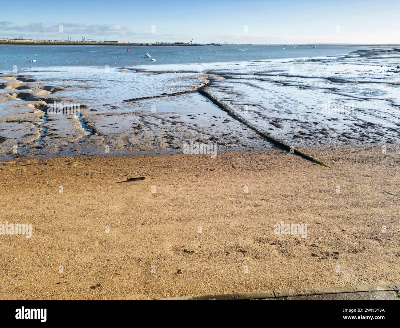 The shoreline at the strand on  river medway at Gillingham kent Stock Photo