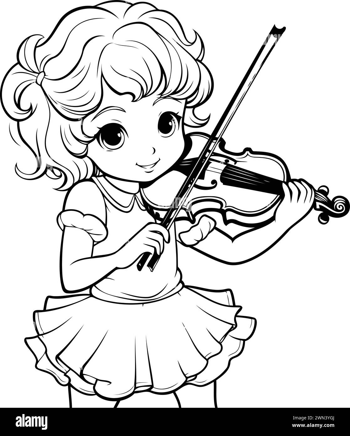 Cute kid girl playing violin Stock Vector Images - Alamy