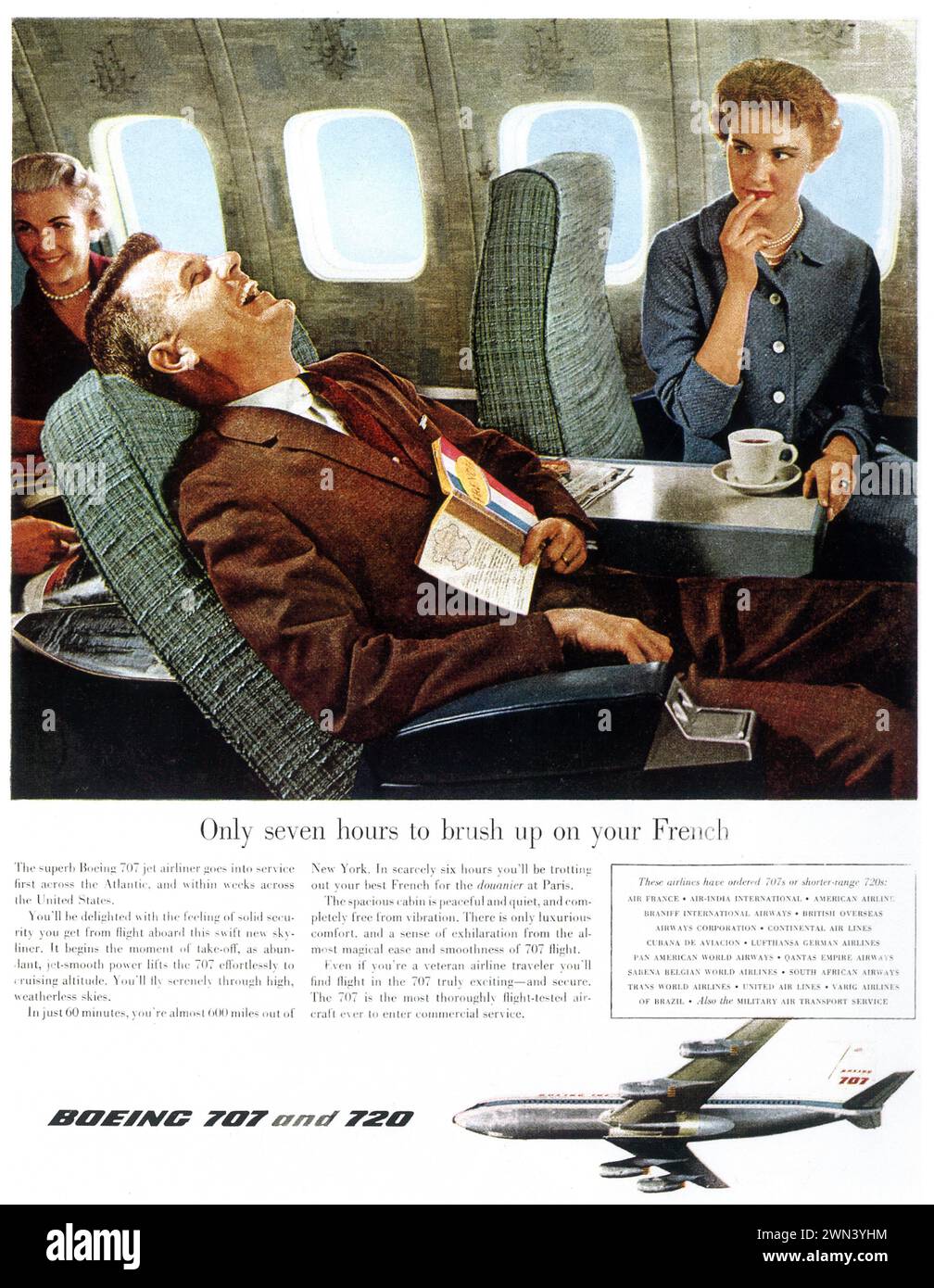 1958 Boeing 707 & 720 Jetliner Print Ad Stock Photo