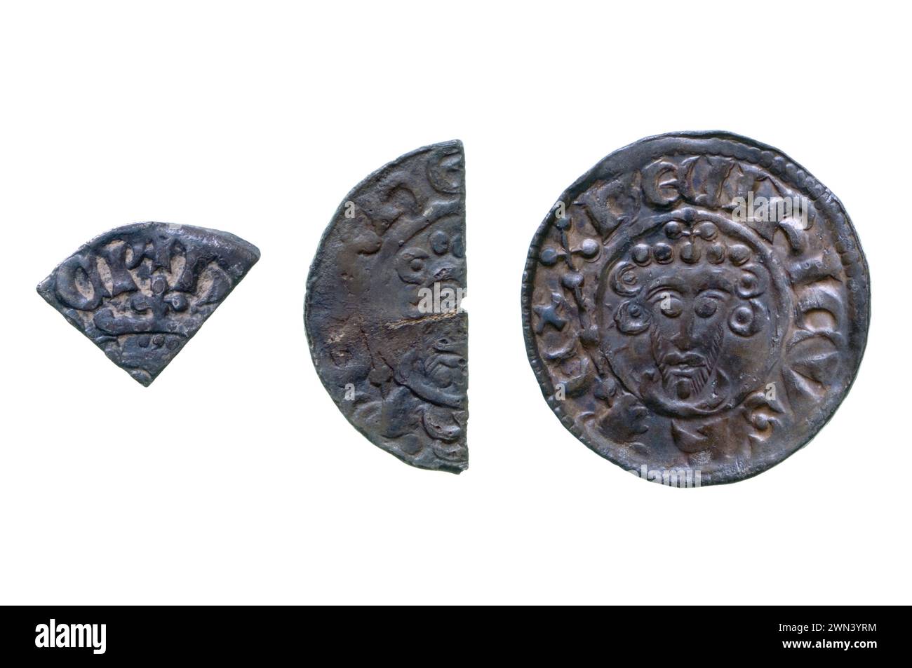 Medieval  Penny and its Fractions Stock Photo