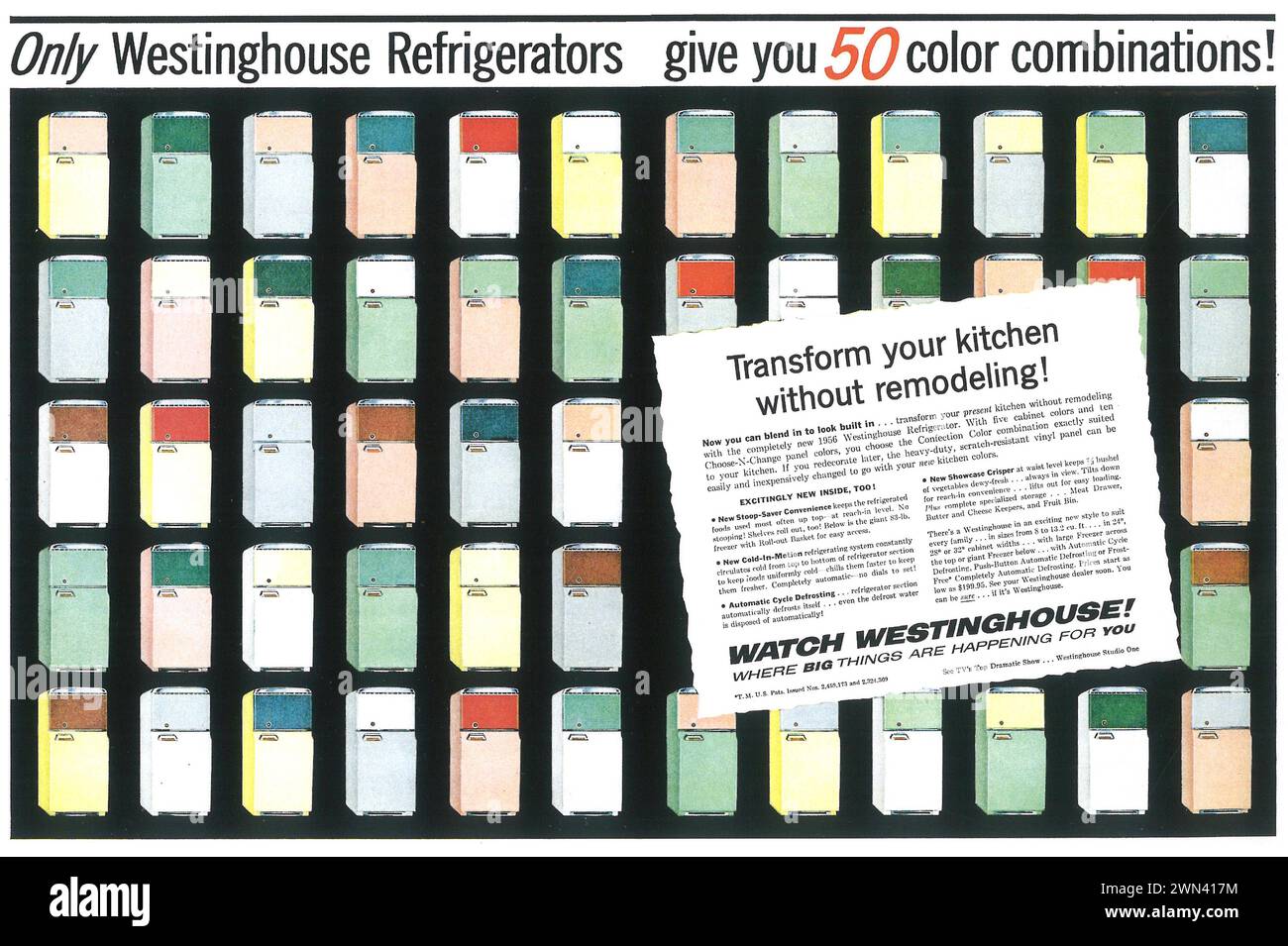 1957 Westinghouse refrigerators print Ad Stock Photo
