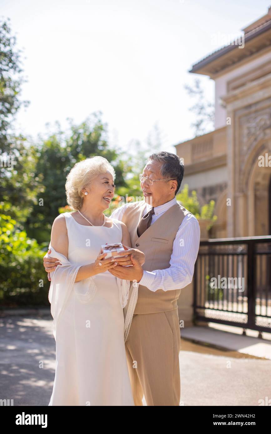 Happy Seniors Getting Married Stock Photo