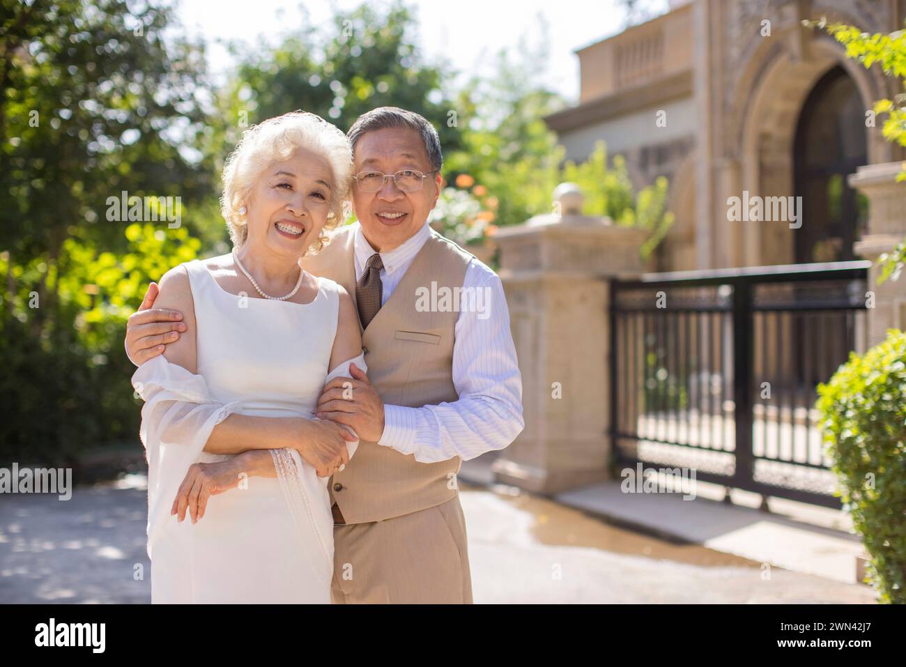 Happy Seniors Getting Married Stock Photo