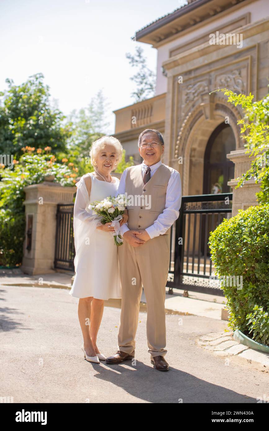Happy Seniors Getting Married Stock Photo