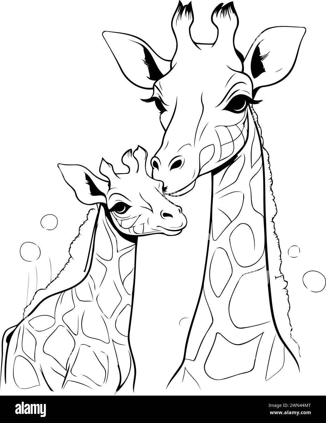 Giraffe mother and baby vector illustration isolated on white