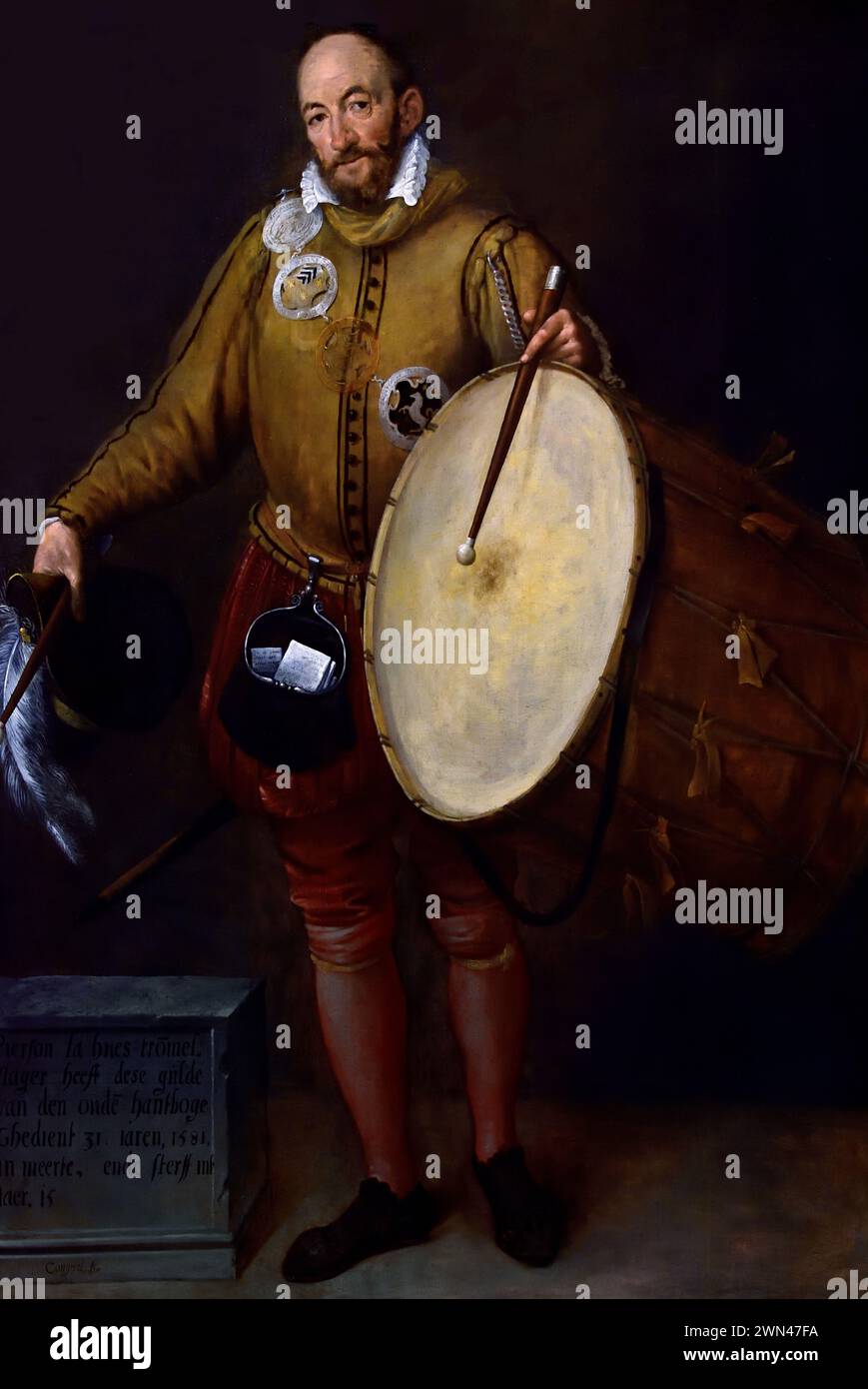 Pierson la Hues, Drummer and Page of the Old Archers' Guild Gillis Coignet I 1542-1599 Royal Museum of Fine Arts,  Antwerp, Belgium, Belgian. Stock Photo